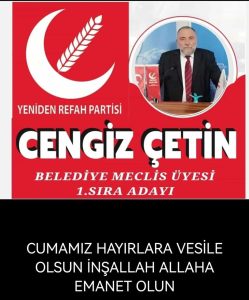 Yalova Refaha Erecek mi? Yeniden Refah Partisi Yalova Belediye Meclisi 1. Sıra adayı sayın Cengiz Çetin Yalova Refaha Erecek mi? Yeniden Refah Partisi Yalova Belediye Meclisi 1. Sıra adayı sayın Cengiz Çetin